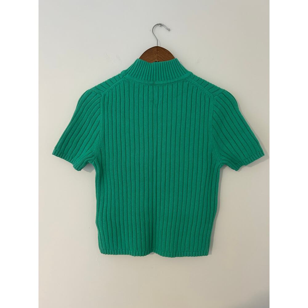 J Crew Cotton Cashmere Blend Short-Sleeve Turtleneck Sweater Kelly Green EUC - Picture 9 of 11